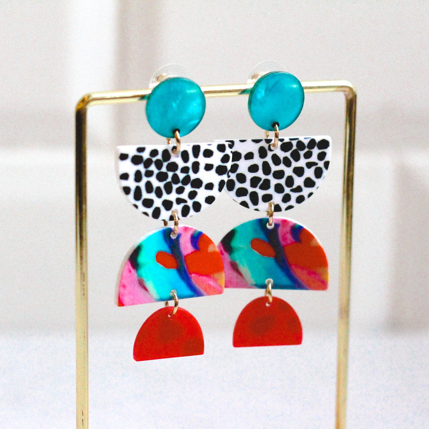Multi Colour Polka Dot Drop Earrings