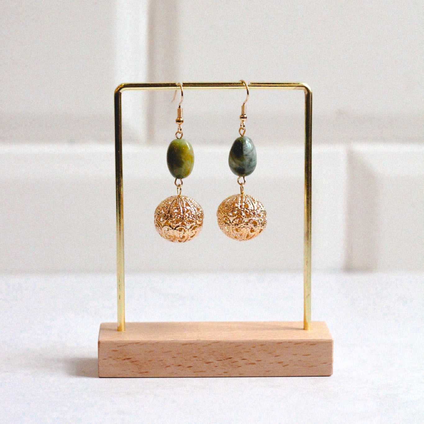 Hollow out ball drop earring