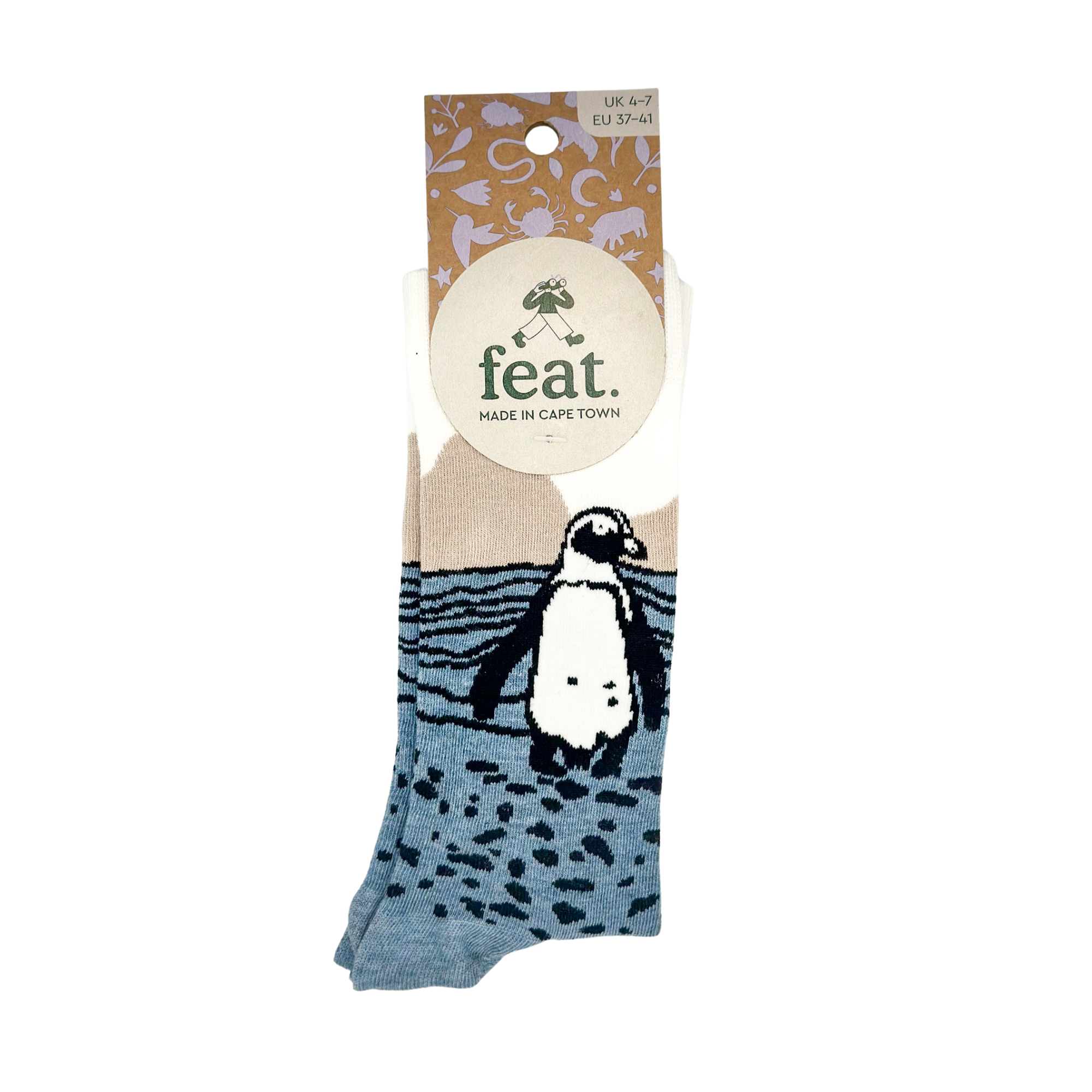 Ladies penguin rocks socks - Indigo blue