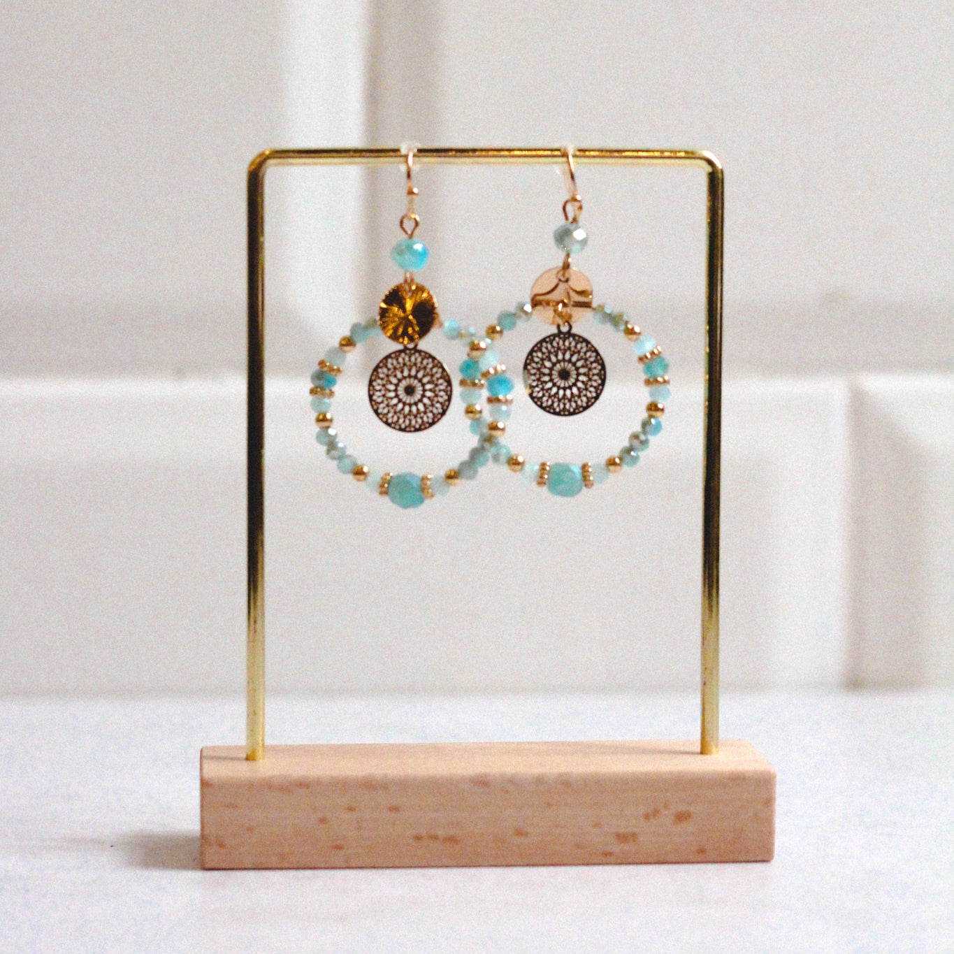 Round Bead Turquoise Earrings