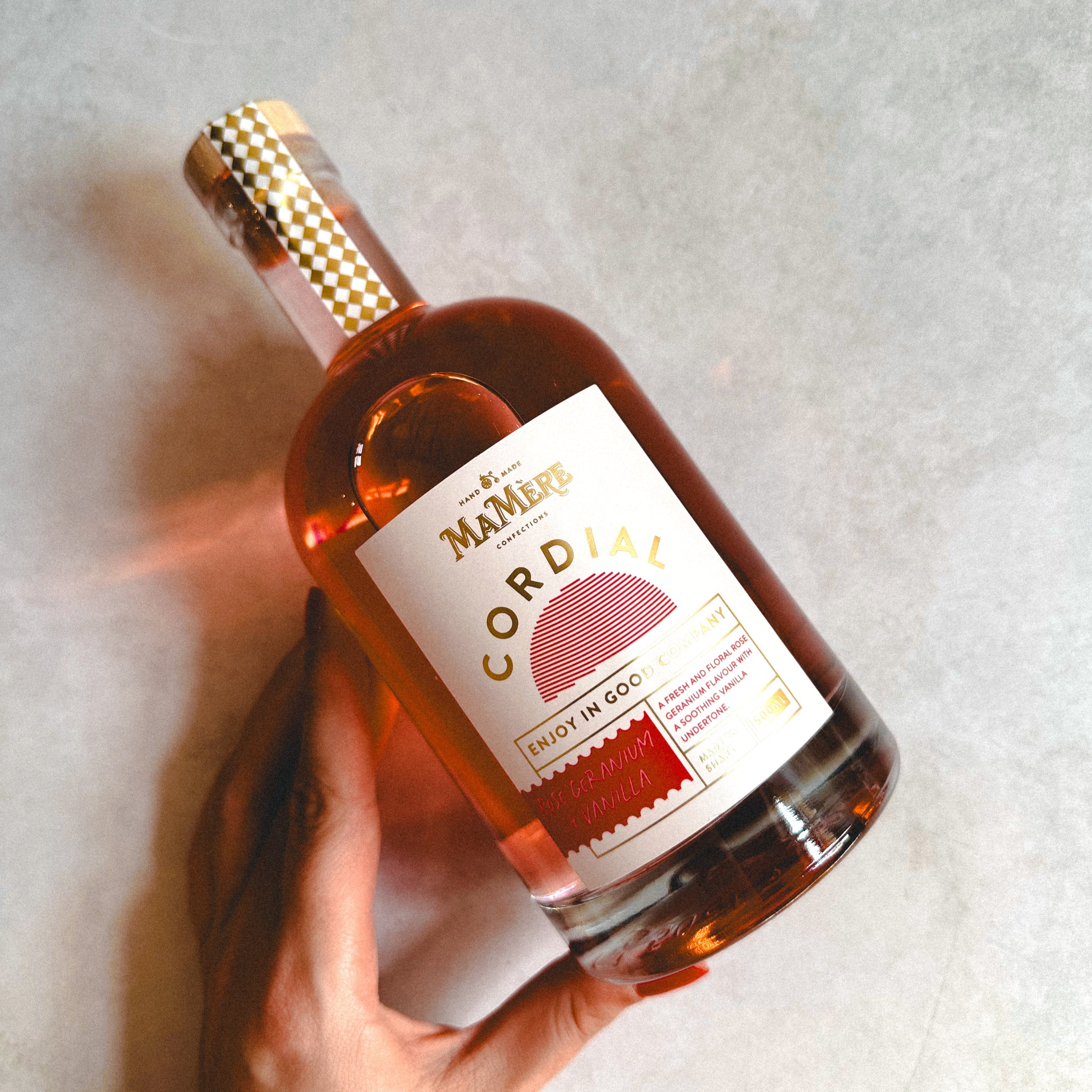 Rose Geranium & Vanilla Cordial 500ml