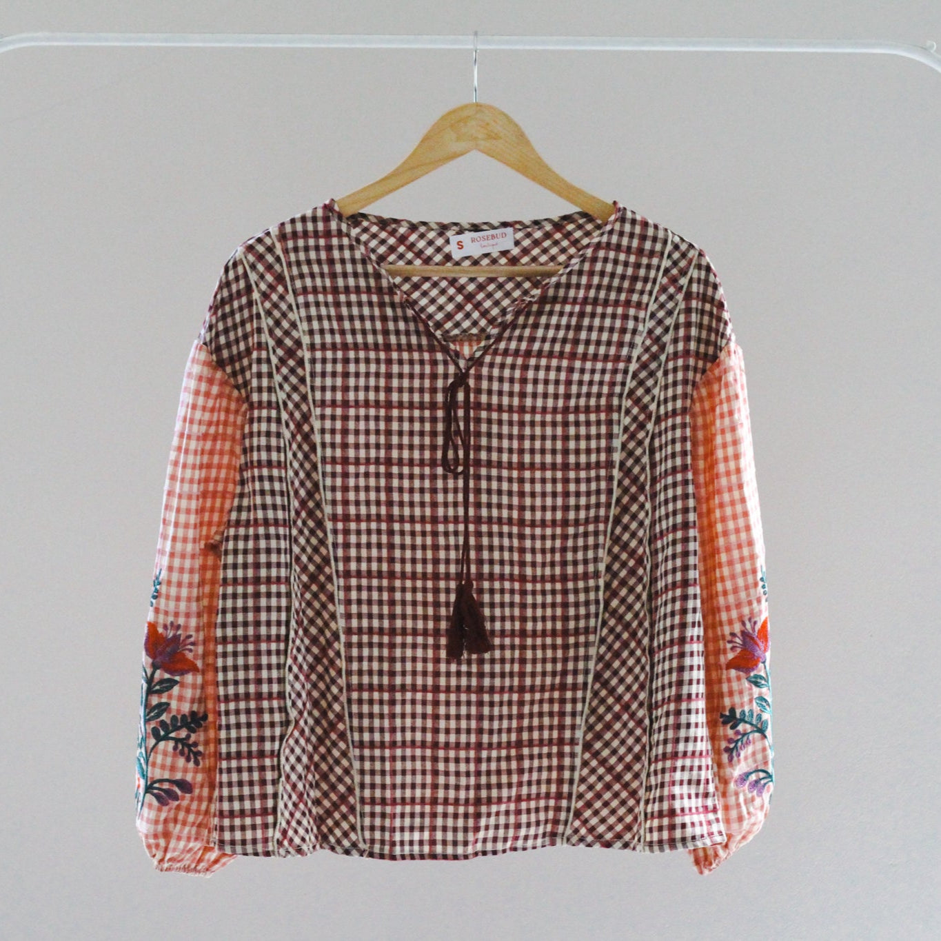 Pink Plaid Patchwork Blouse