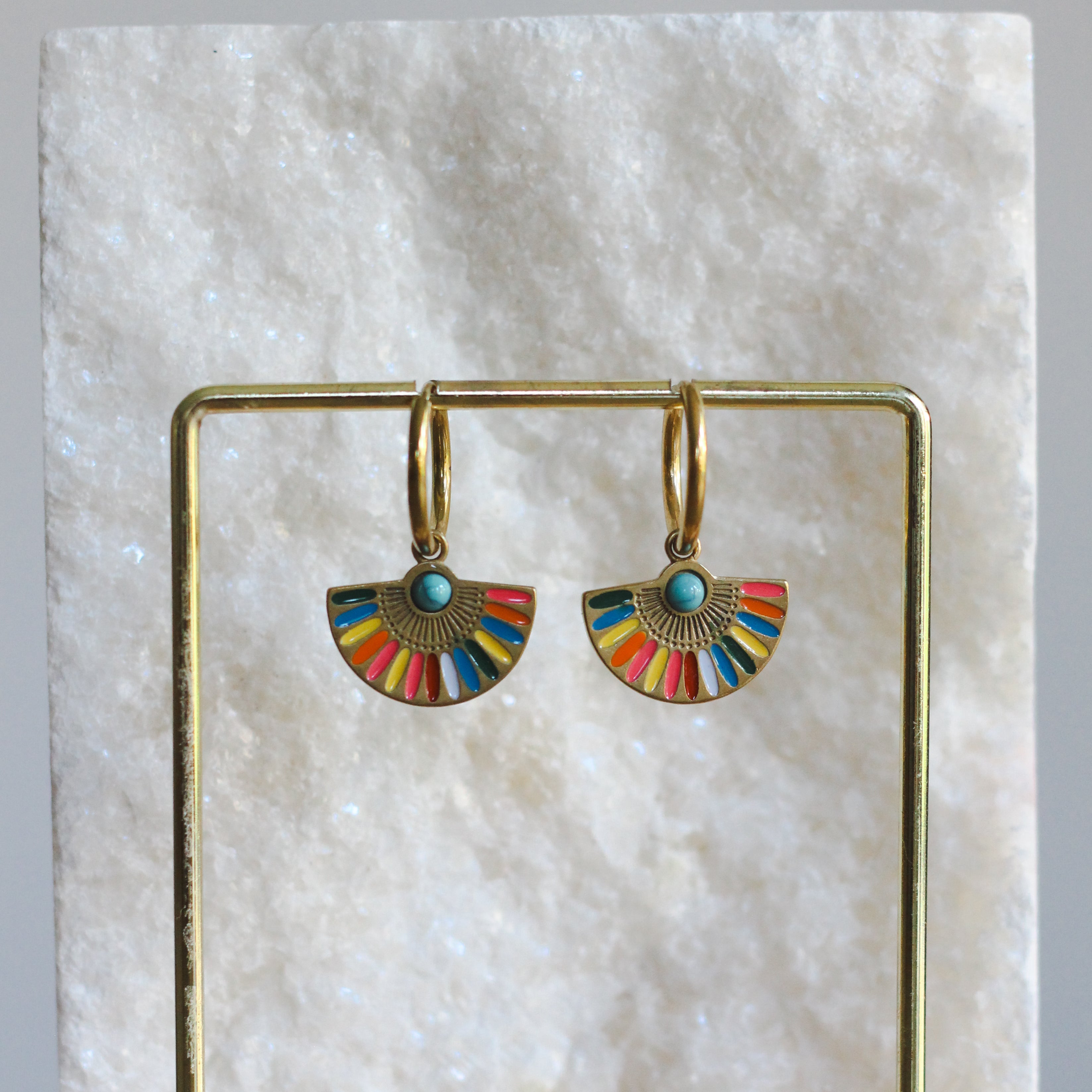 Multi-Colour Fan Hoop Earring