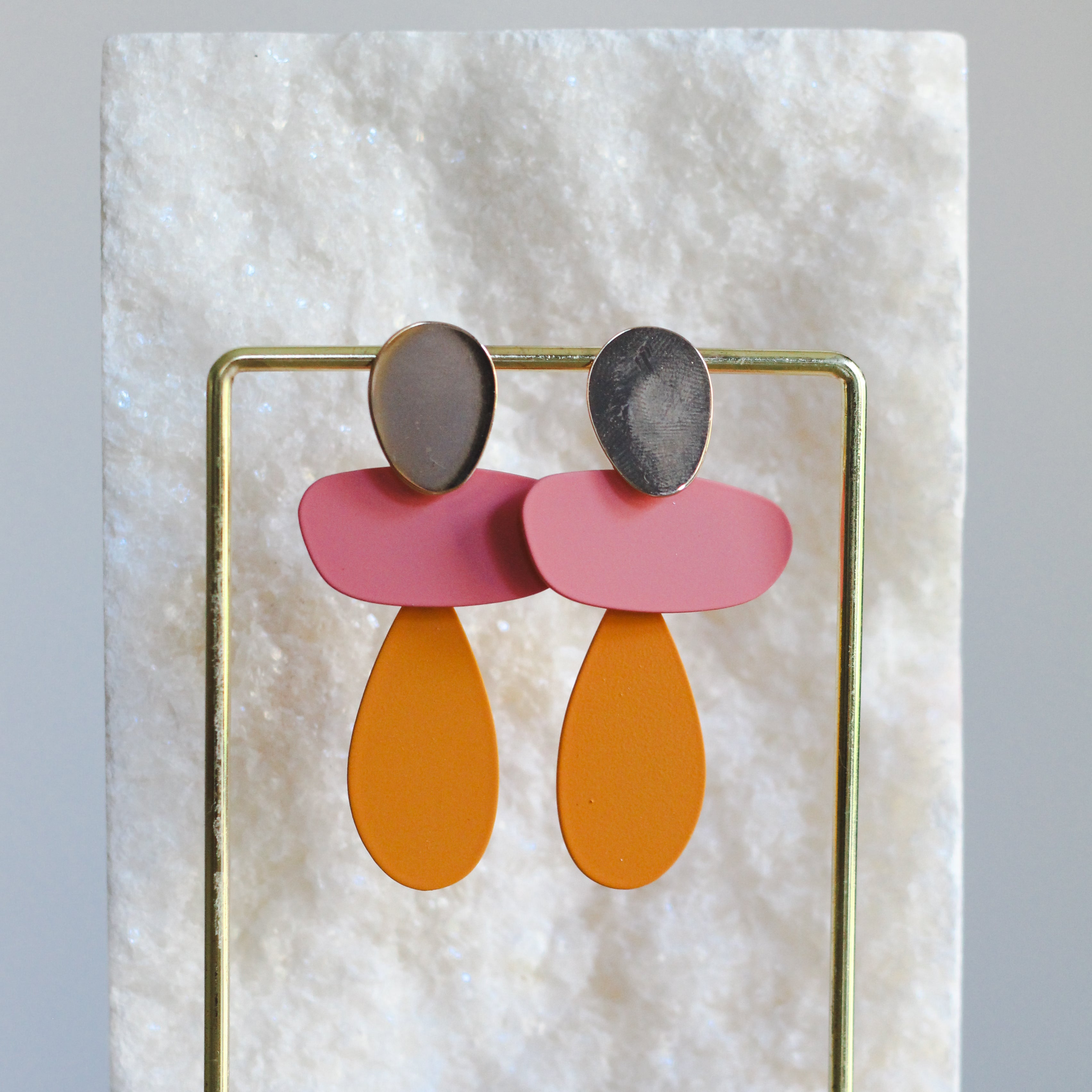Orange and Pink Circular Drop Earring