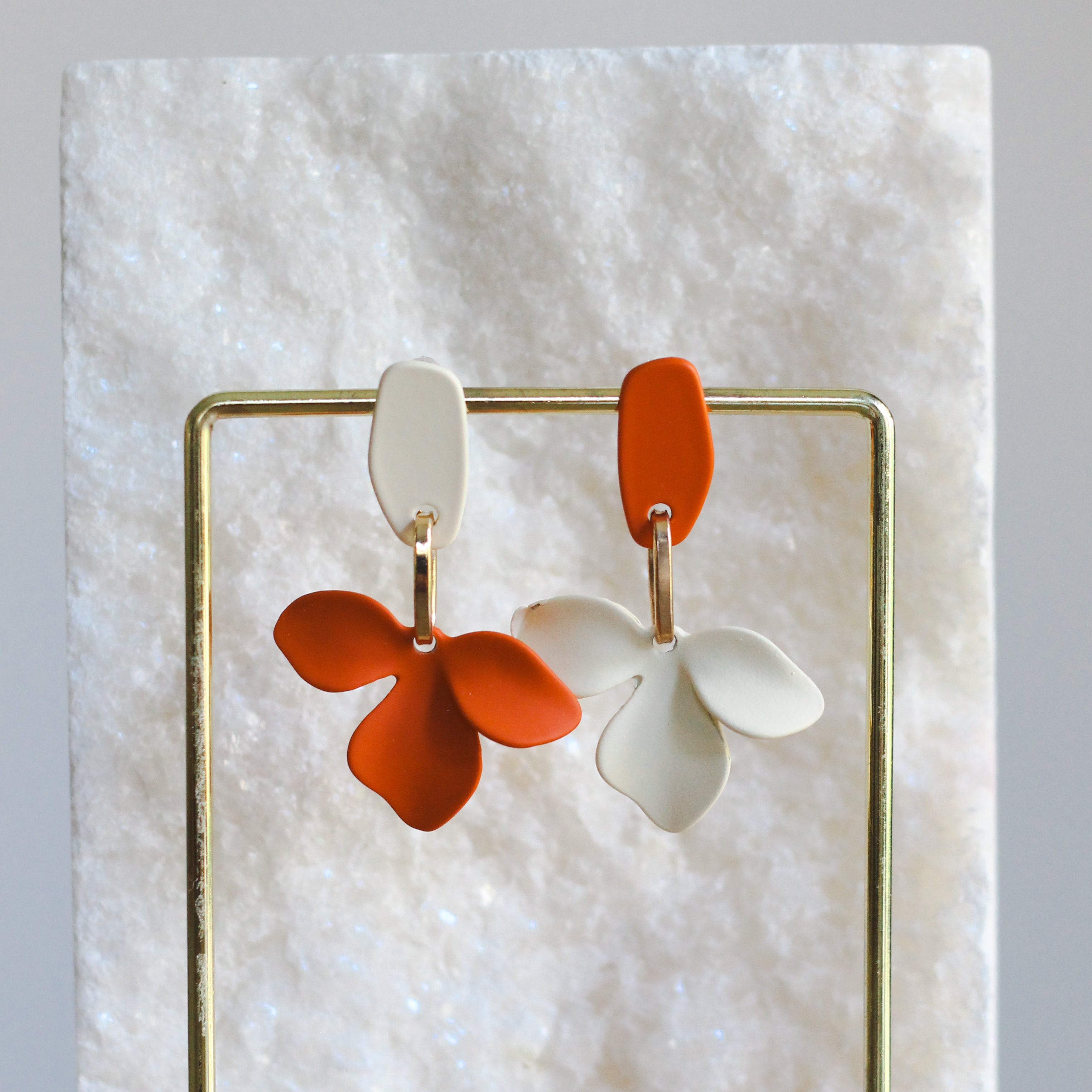 Two Tone Flower Drop Earring